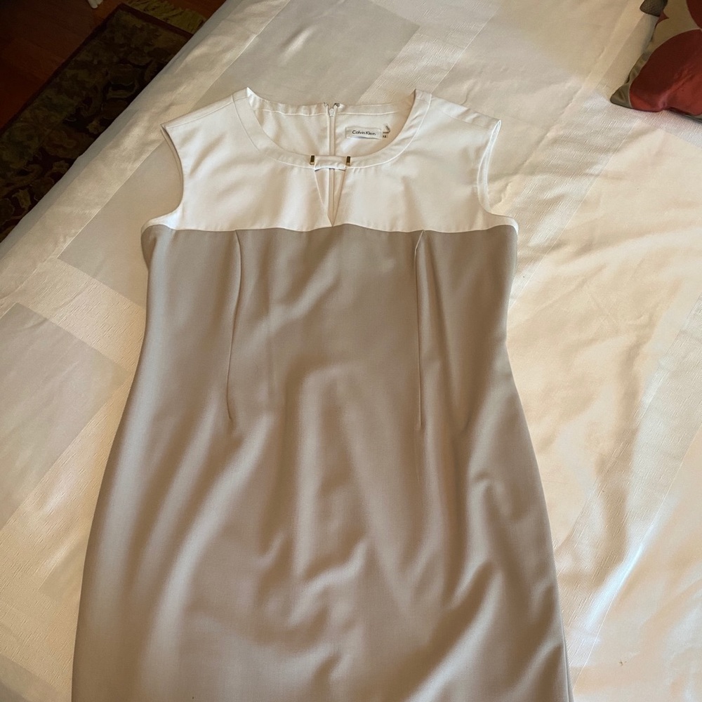 Calvin Klein dress in natural and white